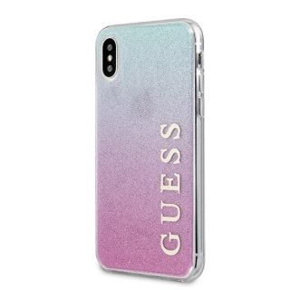 Oryginalne Etui Guess do iPhone X / Xs różowo-niebieski/pink blue hard case Gradient Glitter