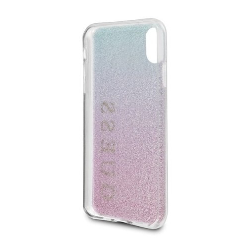 Oryginalne Etui Guess do iPhone X / Xs różowo-niebieski/pink blue hard case Gradient Glitter