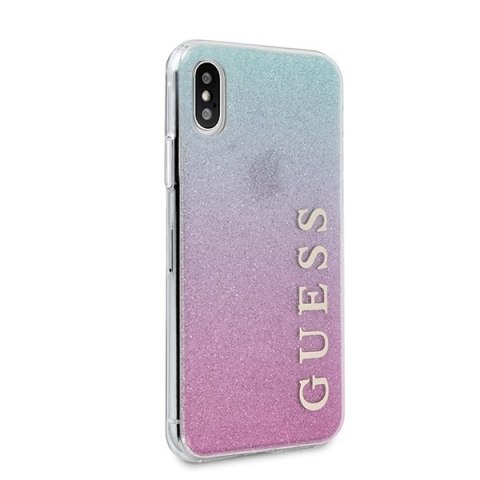 Oryginalne Etui Guess do iPhone X / Xs różowo-niebieski/pink blue hard case Gradient Glitter