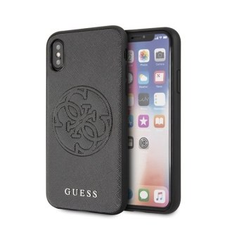 Oryginalne Etui Guess do iPhone X / Xs czarny/black hard case Saffiano 4G Circle Logo