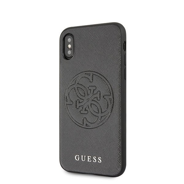 Oryginalne Etui Guess do iPhone X / Xs czarny/black hard case Saffiano 4G Circle Logo