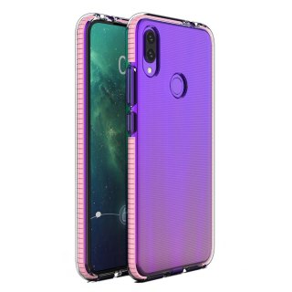 Żelowe etui z kolorową ramką do Huawei P Smart 2019 jasnoróżowy