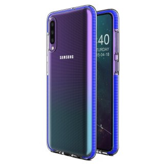 Żelowe etui z kolorową ramką do Samsung Galaxy A50 ciemnoniebieski