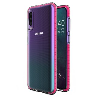 Żelowe etui z kolorową ramką do Samsung Galaxy A50 ciemnoróżowy