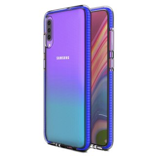 Żelowe etui z kolorową ramką do Samsung Galaxy A70 ciemnoniebieski