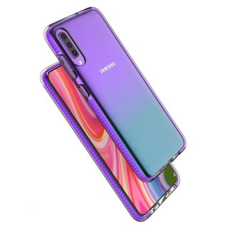 Żelowe etui z kolorową ramką do Samsung Galaxy A70 ciemnoniebieski