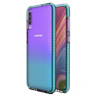 Żelowe etui z kolorową ramką do Samsung Galaxy A70 jasnoniebieski