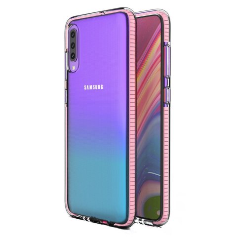 Żelowe etui z kolorową ramką do Samsung Galaxy A70 jasnoróżowy