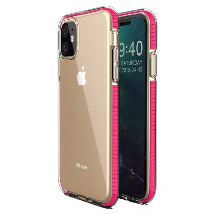 Żelowe etui z kolorową ramką do iPhone 11 ciemnoróżowy