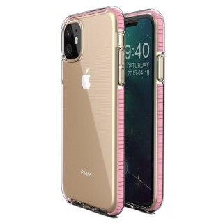 Żelowe etui z kolorową ramką do iPhone 11 jasnoróżowy