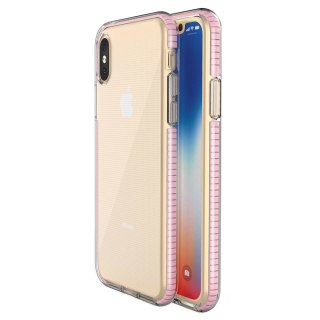 Żelowe etui z kolorową ramką do iPhone XS / iPhone X jasnoróżowy