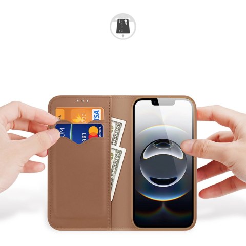 Etui Dux Ducis Hivo na iPhone 16e z klapką i ochroną RFID - brązowe