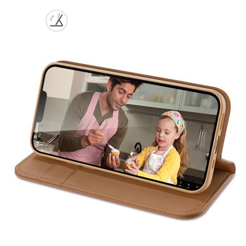 Etui Dux Ducis Hivo na iPhone 16e z klapką i ochroną RFID - brązowe