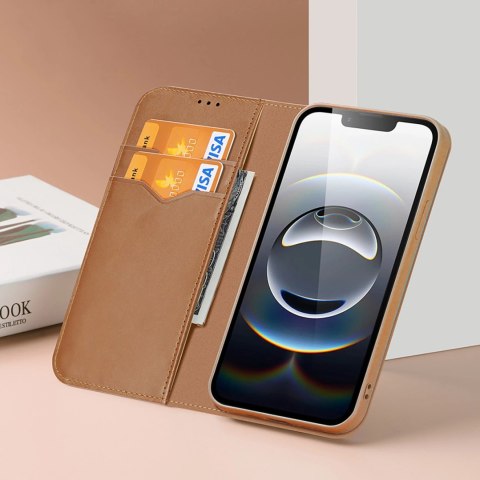 Etui Dux Ducis Hivo na iPhone 16e z klapką i ochroną RFID - brązowe