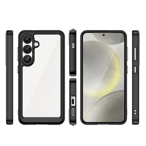 Etui Outer Space Case na Samsung Galaxy S25 Edge pokrowiec z elastyczną ramką - czarne