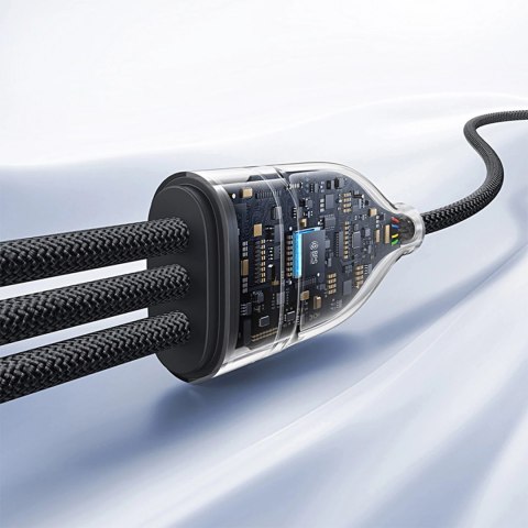 Kabel 3w1 Baseus Flash Series 3 100W USB-C - USB-C+USB-C+Lightning 1,5m + 3 x 0,25 m - czarny