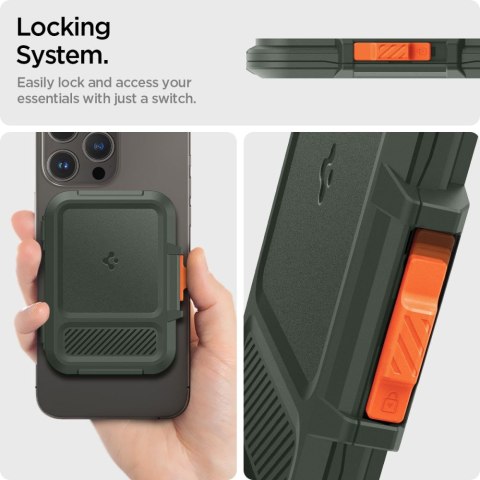 SPIGEN LOCK FIT MAGSAFE UNIVERSAL MAGNETIC CARD HOLDER MILITARY GREEN