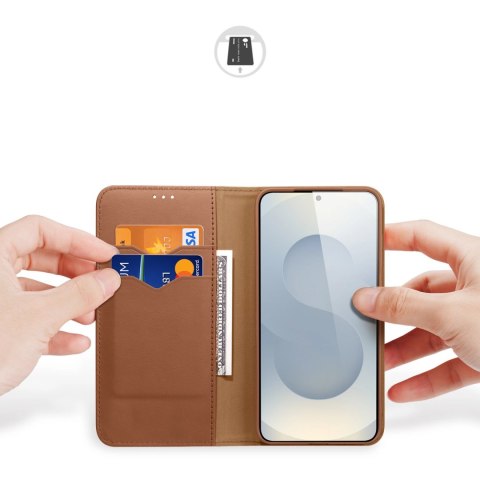 Etui Dux Ducis Hivo na Samsung Galaxy S25 Edge z klapką i ochroną RFID - brązowe