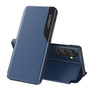 Etui Eco Leather View Case elegancki futerał z klapką i podstawką na Samsung Galaxy S25 Edge - niebieskie