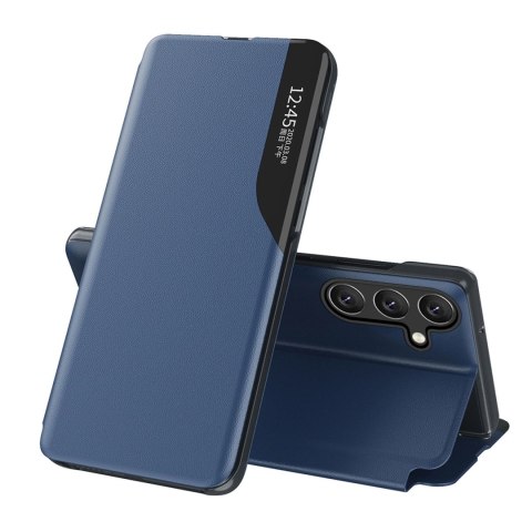 Etui Eco Leather View Case elegancki futerał z klapką i podstawką na Samsung Galaxy S25 Edge - niebieskie
