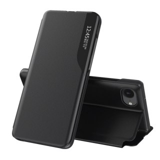 Etui Eco Leather View Case elegancki futerał z klapką i podstawką na iPhone 16e - czarne