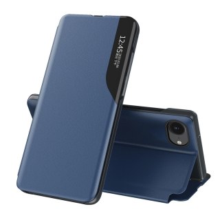 Etui Eco Leather View Case elegancki futerał z klapką i podstawką na iPhone 16e - niebieskie