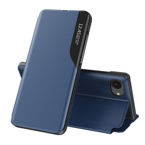 Etui Eco Leather View Case elegancki futerał z klapką i podstawką na iPhone 16e - niebieskie
