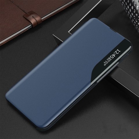 Etui Eco Leather View Case elegancki futerał z klapką i podstawką na iPhone 16e - niebieskie