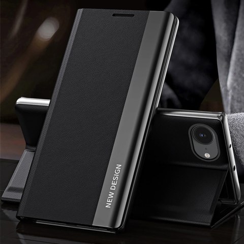 Etui Sleep Case Pro na iPhone 16e z klapką i podstawką - czarne