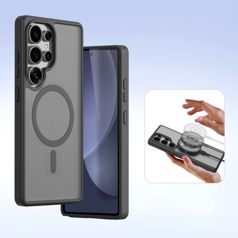 Etui skórzane Dux Ducis Lawa na Samsung Galaxy S25 Ultra z odłączanym portfelem magnetycznym - czarne