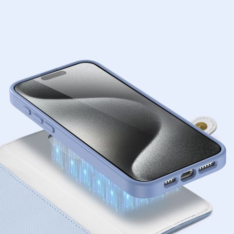 Etui skórzane Dux Ducis Lawa na iPhone 15 Pro Max - niebieskie