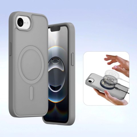 Etui skórzane Dux Ducis Lawa na iPhone 16e z odłączanym portfelem magnetycznym - szare