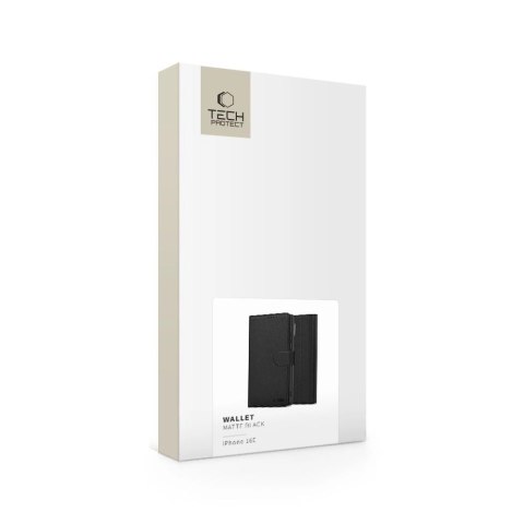 Etui Tech-Protect Wallet na iPhone 16e - czarny mat