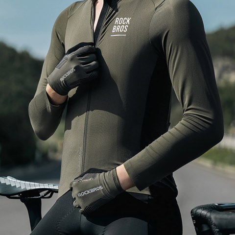 Rękawiczki rowerowe Rockbros wiosna/lato/jesień, pełne, rozmiar: XL - zielone