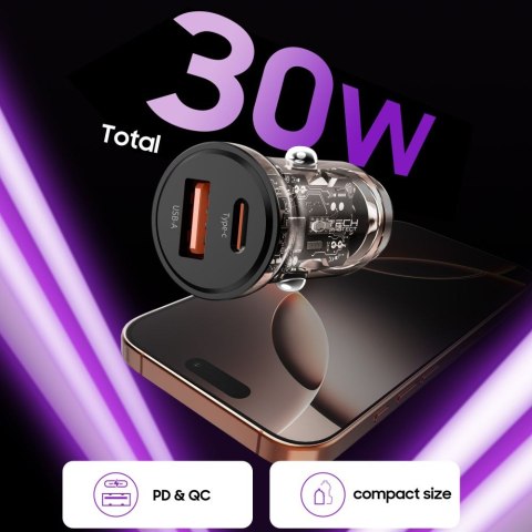 TECH-PROTECT CC01 2-PORT CAR CHARGER PD30W/QC3.0 BLACK