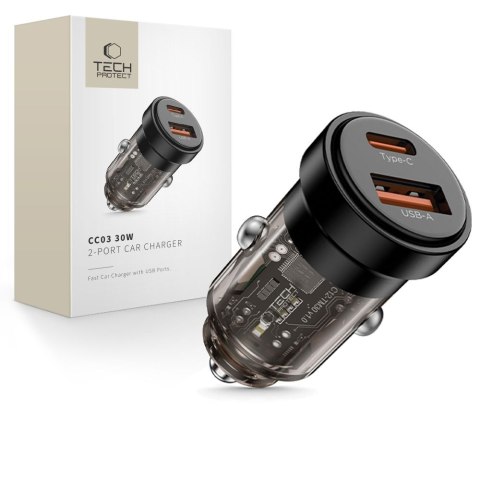 TECH-PROTECT CC03 2-PORT CAR CHARGER PD30W/QC3.0 BLACK