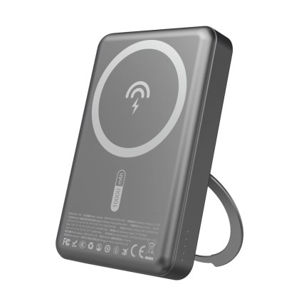 Powerbank Dudao K28 10000mAh PD 22.5W z MagSafe z metalową obudową i pierścieniem-podstawką - szary