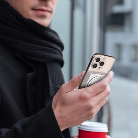 Powerbank Dudao K28 10000mAh PD 22.5W z MagSafe z metalową obudową i pierścieniem-podstawką - szary