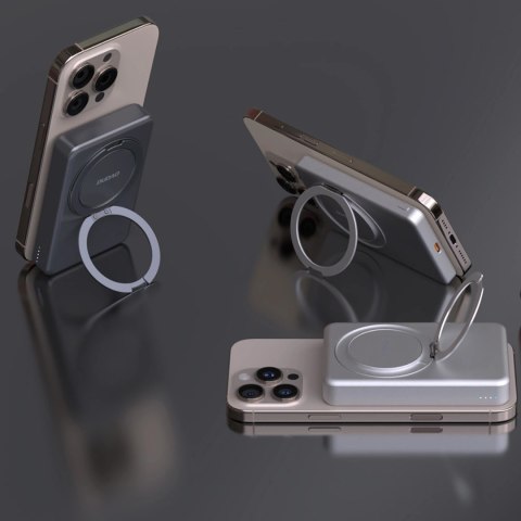 Powerbank Dudao K28 10000mAh PD 22.5W z MagSafe z metalową obudową i pierścieniem-podstawką - szary