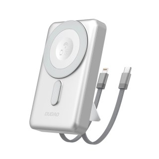 Powerbank Dudao K29 10000mAh PD 20W z MagSafe z metalową obudową, podstawką i wbudowanymi kablami USB-C/Lightning - srebrny