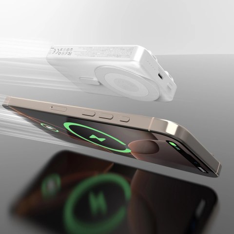 Powerbank Dudao K29 10000mAh PD 20W z MagSafe z metalową obudową, podstawką i wbudowanymi kablami USB-C/Lightning - srebrny