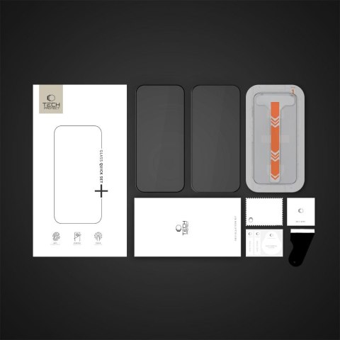 SZKŁO HARTOWANE TECH-PROTECT QUICK SET+ 2-PACK IPHONE 13 / 13 PRO / 14 / 16E BLACK