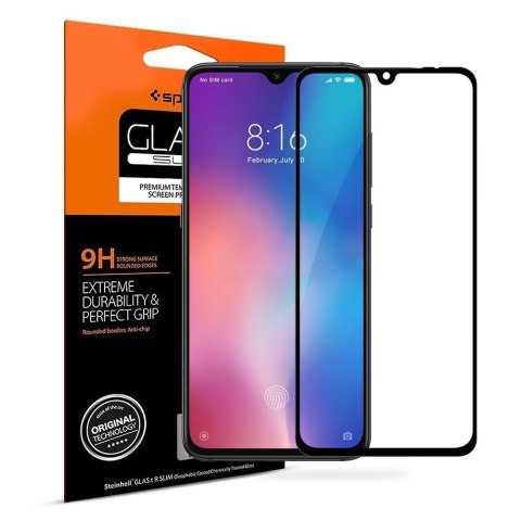 Spigen Glass FC Xiaomi Mi 9 - szkło hartowane z czarną ramką