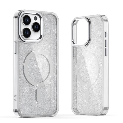 Etui brokatowe Glitter Case z MagSafe na Samsung Galaxy A36 5G - białe