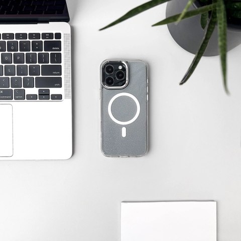 Etui brokatowe Glitter Case z MagSafe na Samsung Galaxy A36 5G - białe