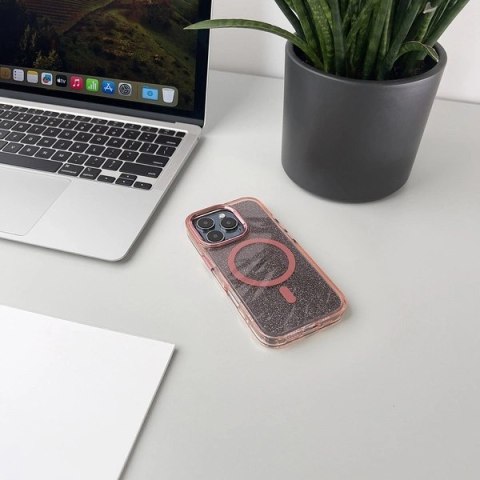 Etui brokatowe Glitter Case z MagSafe na Samsung Galaxy A36 5G - różowe