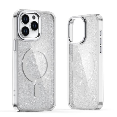 Etui brokatowe Glitter Case z MagSafe na Samsung Galaxy S25 Edge - białe