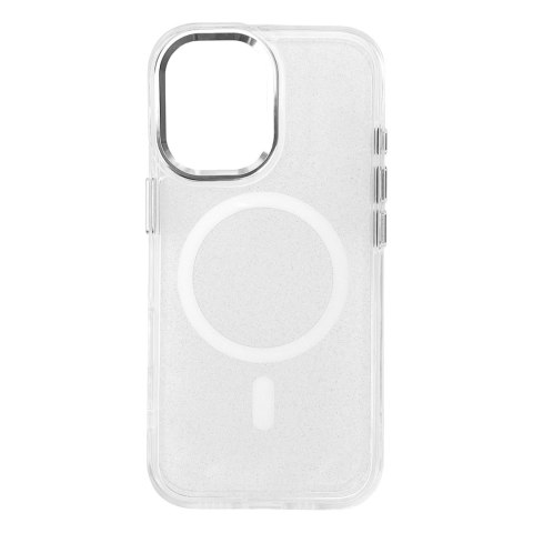 Etui brokatowe Glitter Case z MagSafe na Samsung Galaxy S25 Edge - białe