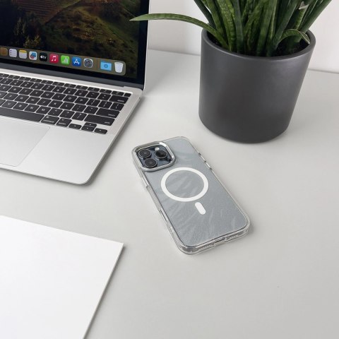 Etui brokatowe Glitter Case z MagSafe na Samsung Galaxy S25 Edge - białe