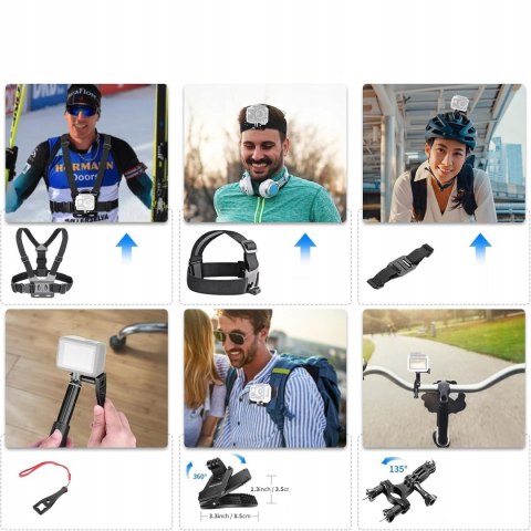 Akcesoria 50w1 do GoPro Hero (wszystkie modele) - szelki, walizka Braders